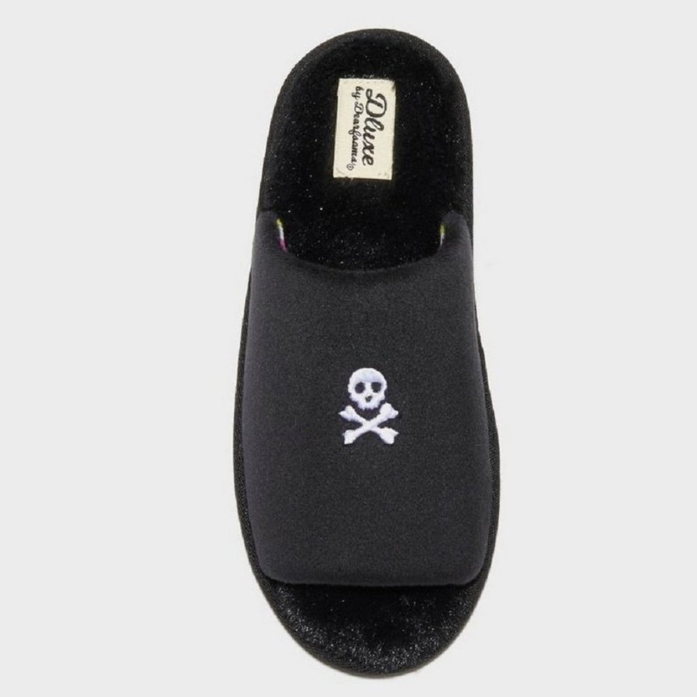 Women's Dluxe by Dearfoams Halloween Skull Slippers - Black - Picture 2 of 4